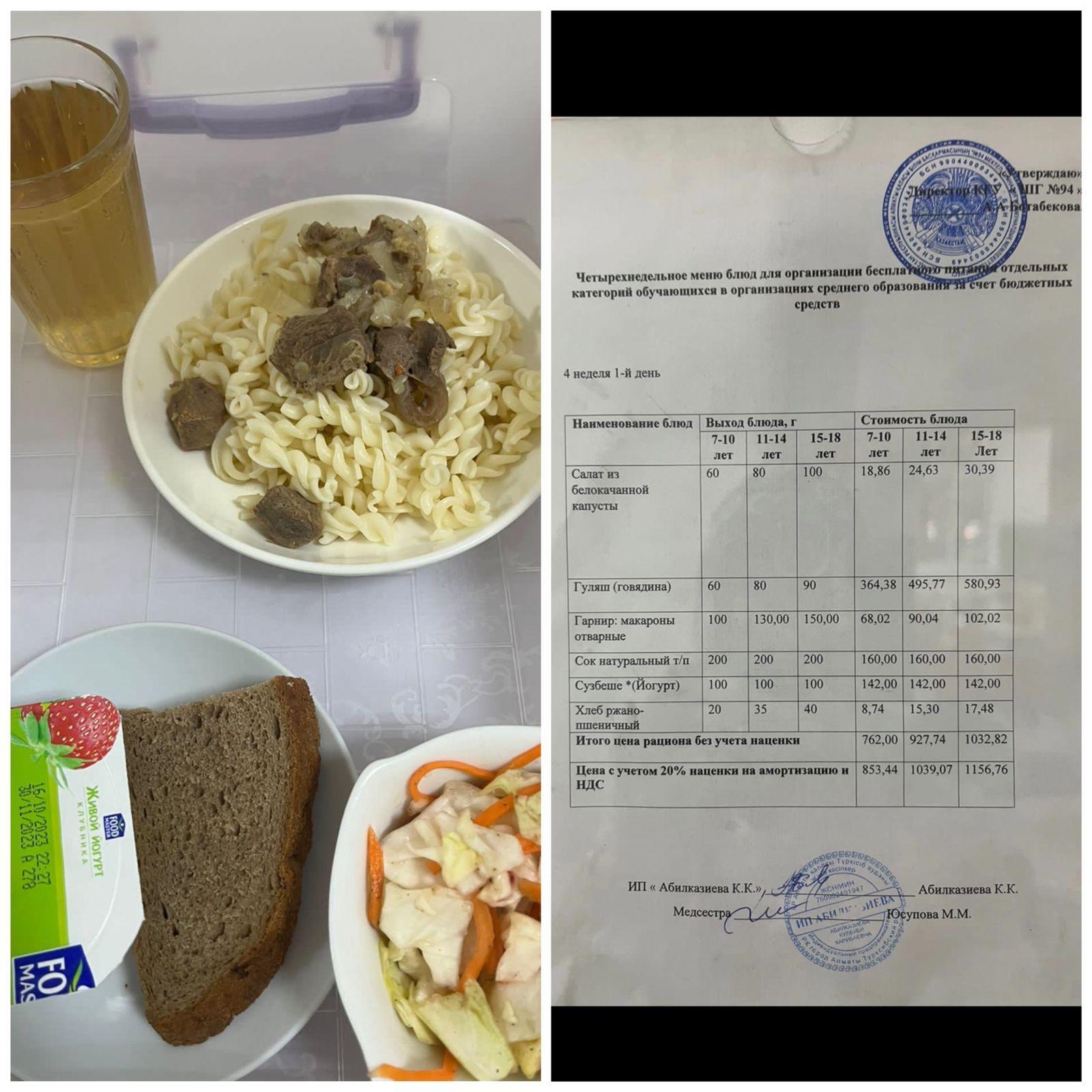 23.10.2023 ж. Ас мәзірі / Меню