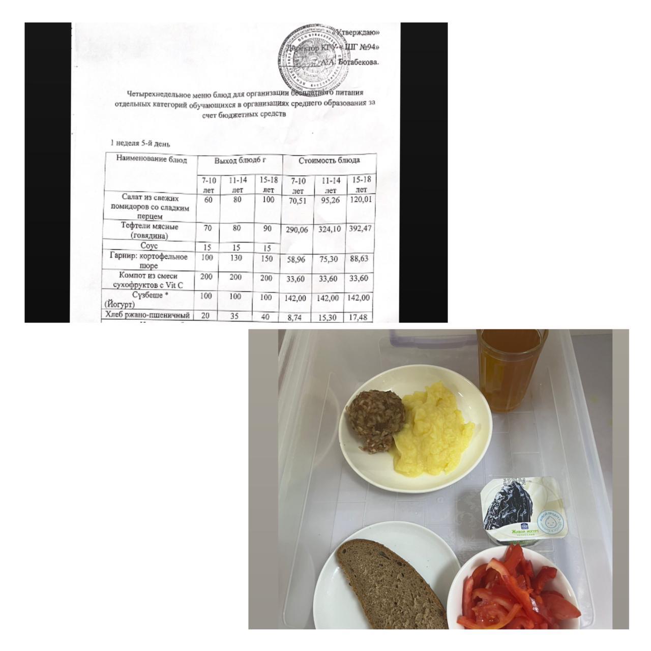 06.10.2023 ж. Ас мәзірі / Меню