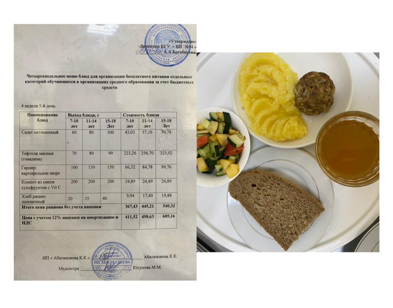 29.11.2024 ж. Ас мәзірі / Меню