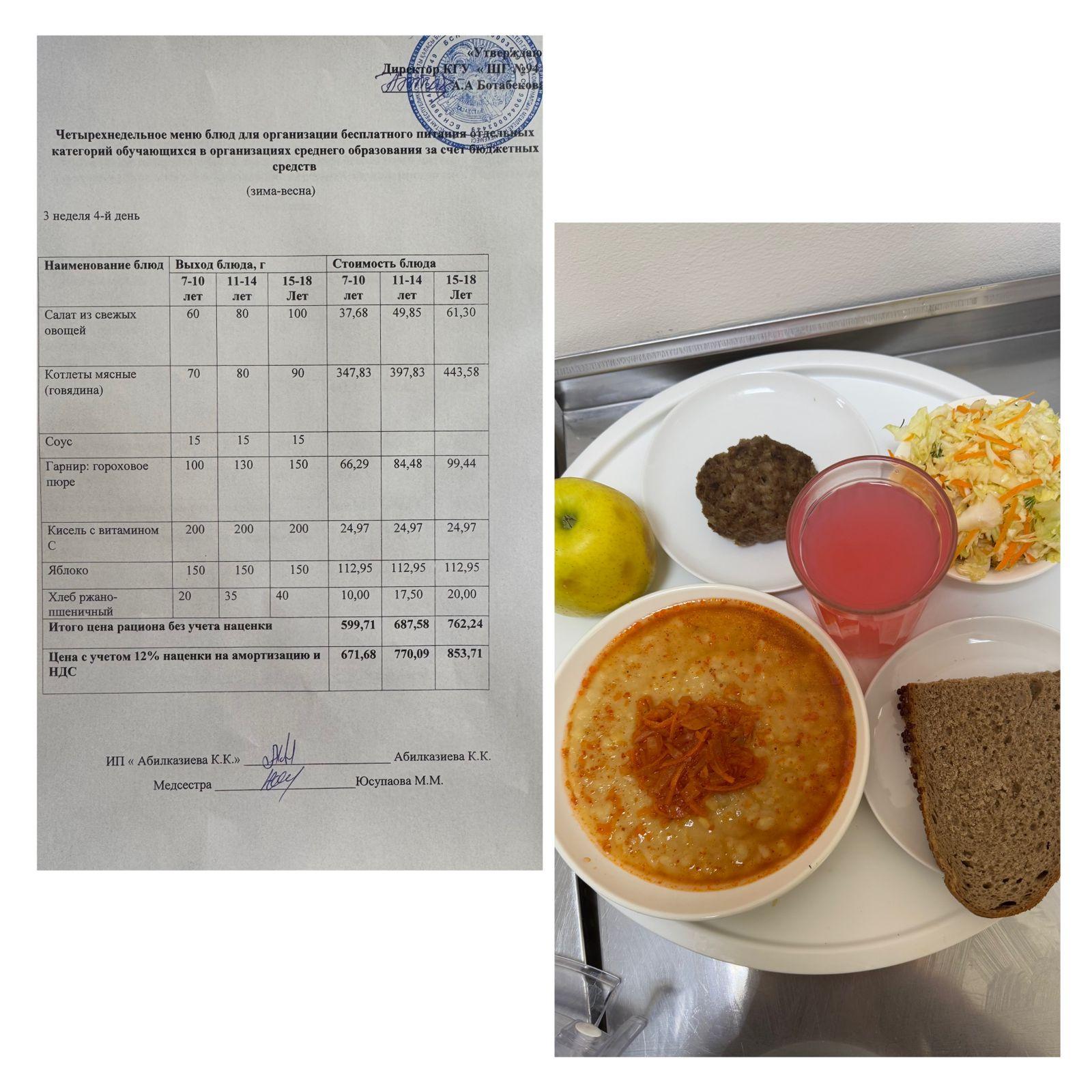 20.03.2025 ж. Ас мәзірі / Меню