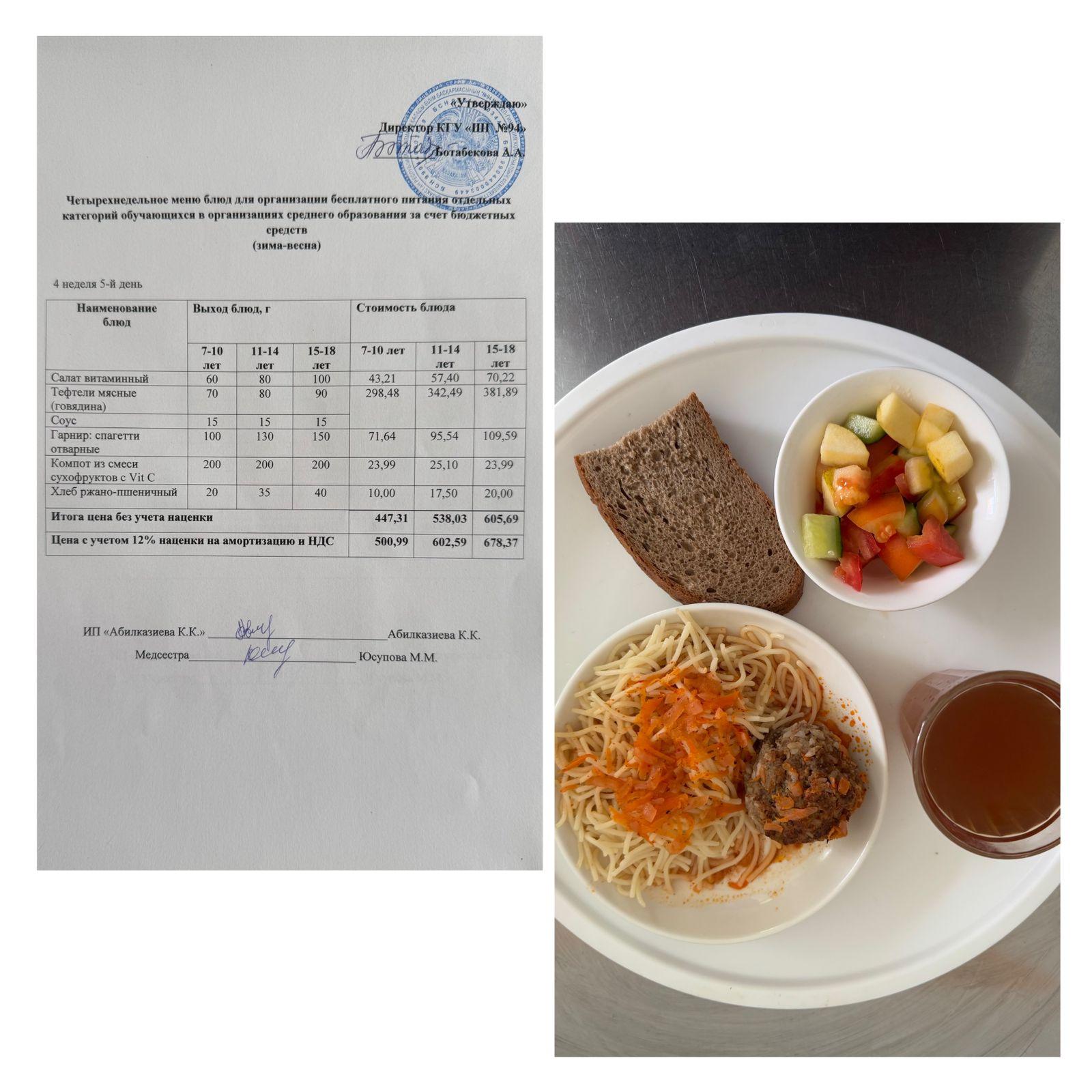 25.04.2025 ж. Ас мәзірі / Меню