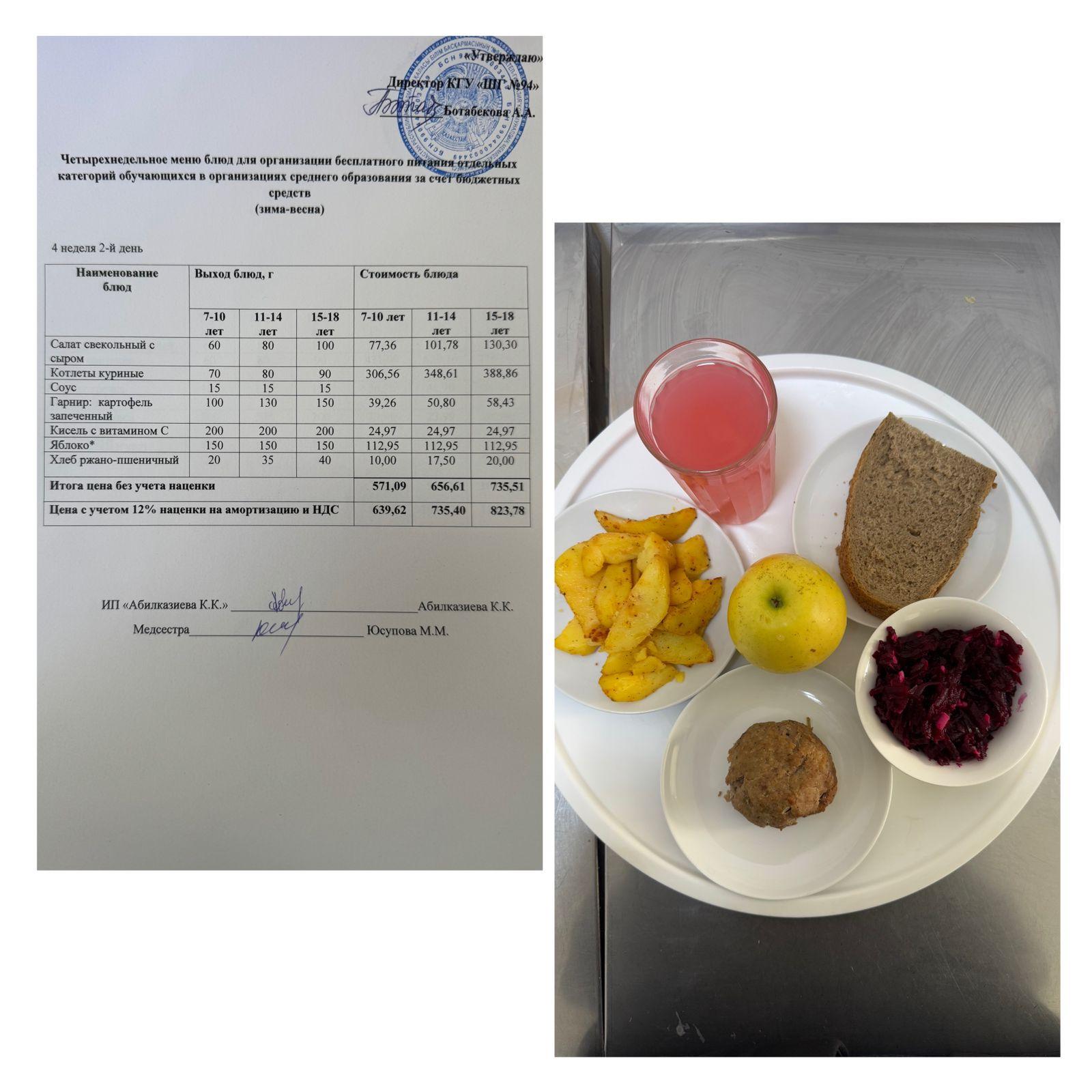 20.05.2025 ж. Ас мәзірі / Меню