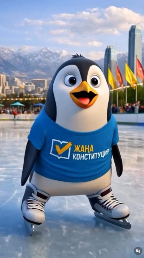 Алматыда ертегі пингвині қала тұрғындарын референдумға келуге шақырды